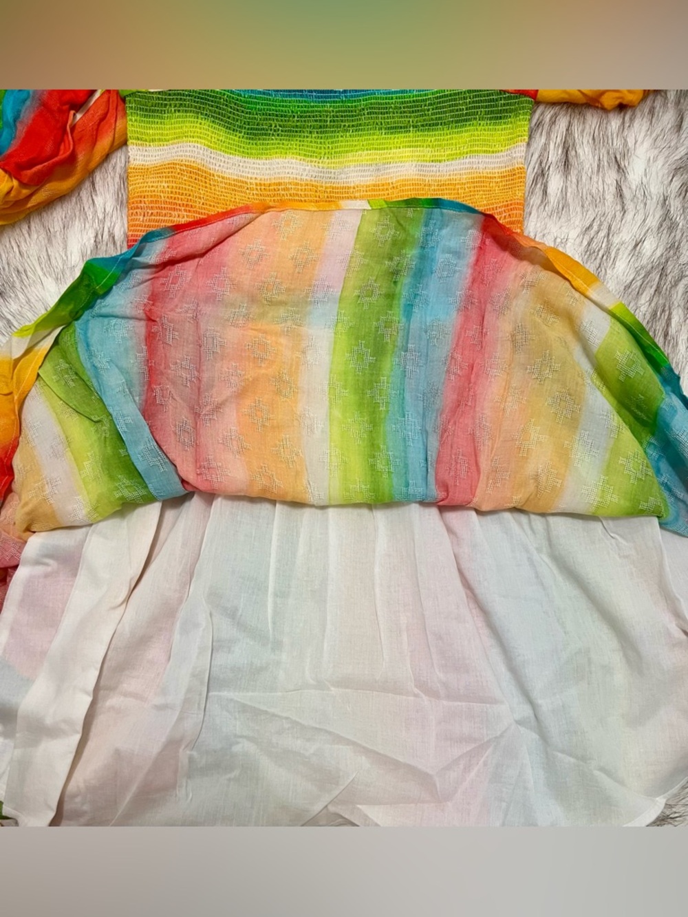 AMUR Campbell Rainbow Striped Smocked Mini Dress NWT Size 2 Puff Sleeve - Picture 5 of 11